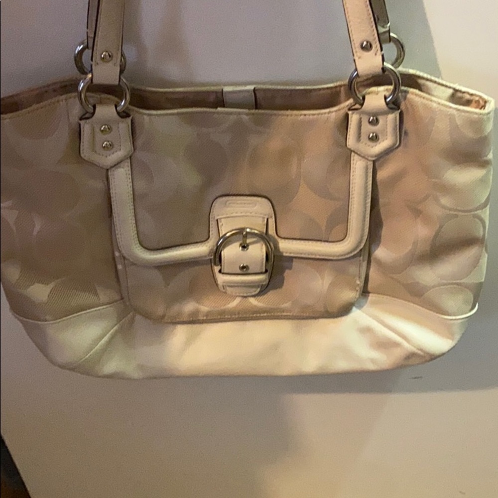 Cream and white coach bag